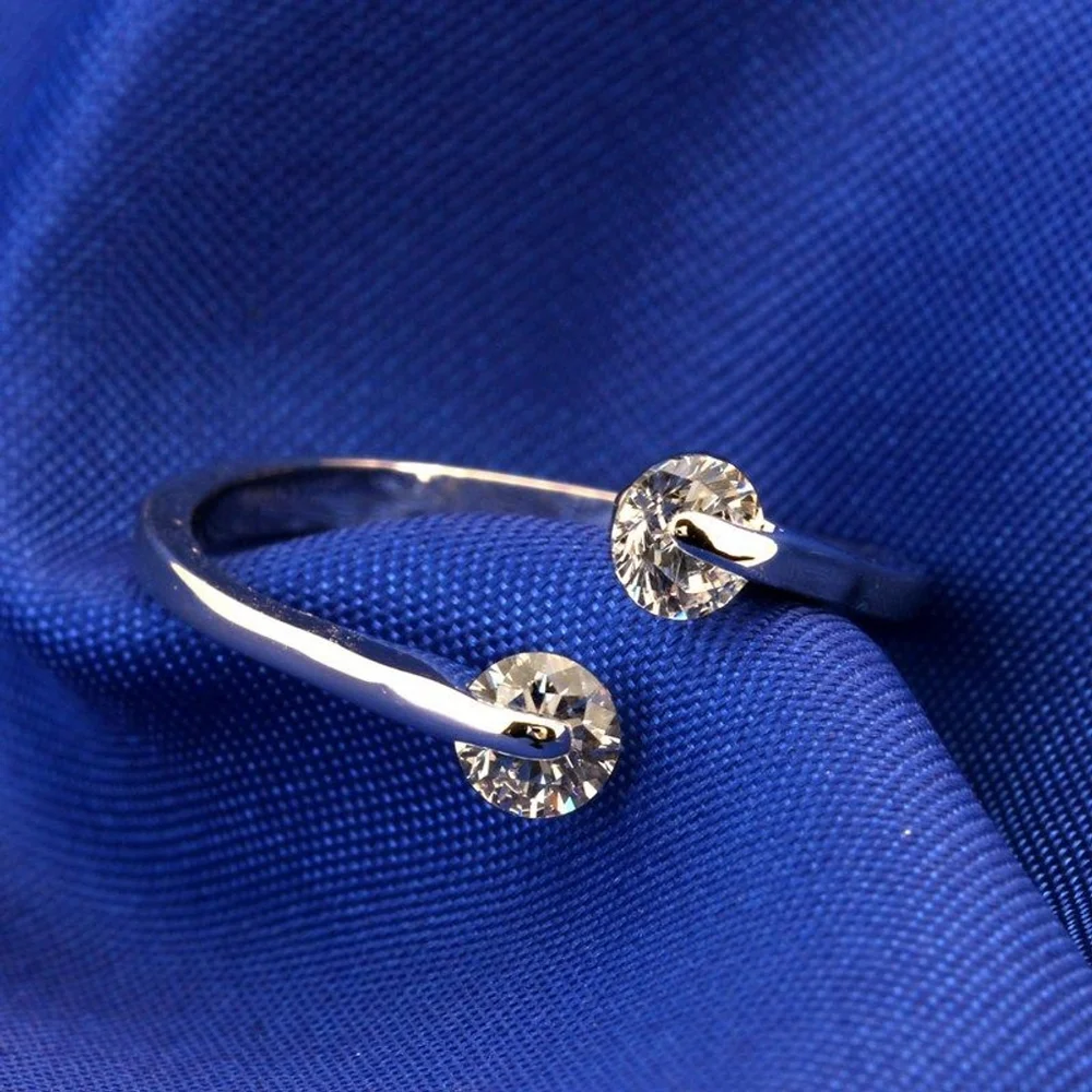 NEW Simulated Diamond Bypass Ring | White Gold Plated Sterling‎ Silver